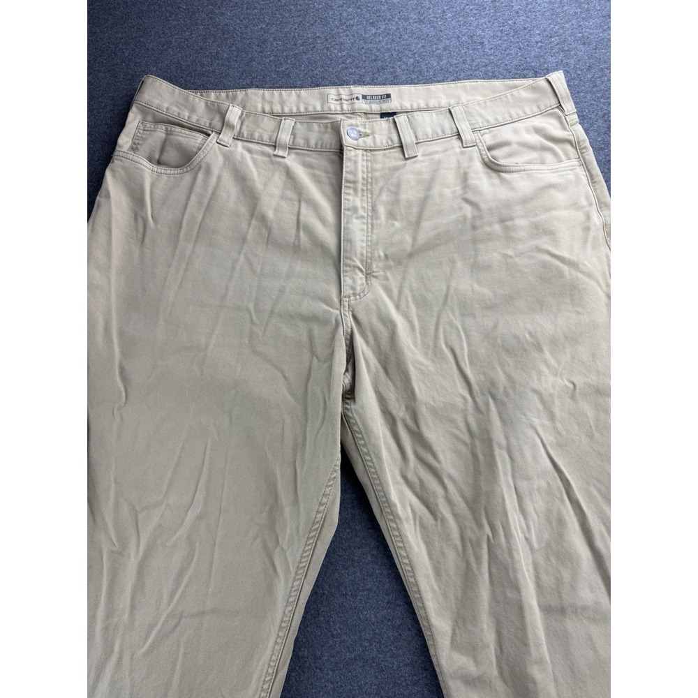 Carhartt Rugged Flex Relaxed Fit Canvas Work Pants Men's Size 44x31 Tan 5-Pocket - Picture 3 of 16
